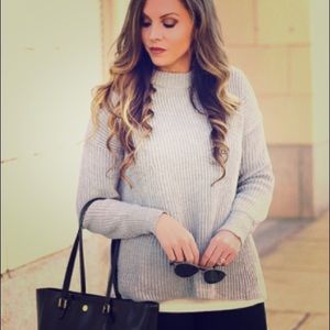 Mock neck gray sweater